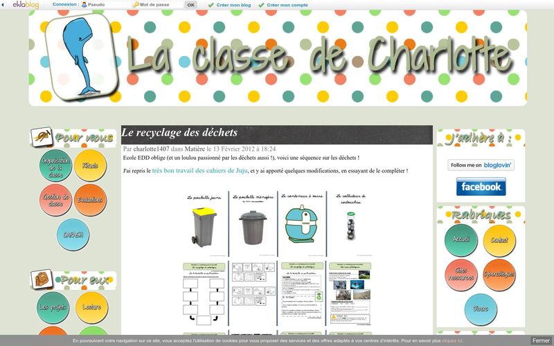 La classe de Charlotte : Le recyclage des déchets